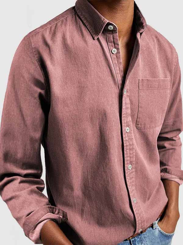 Men's Basics Vintage 100% Cotton Pocket Long Sleeve Shirt