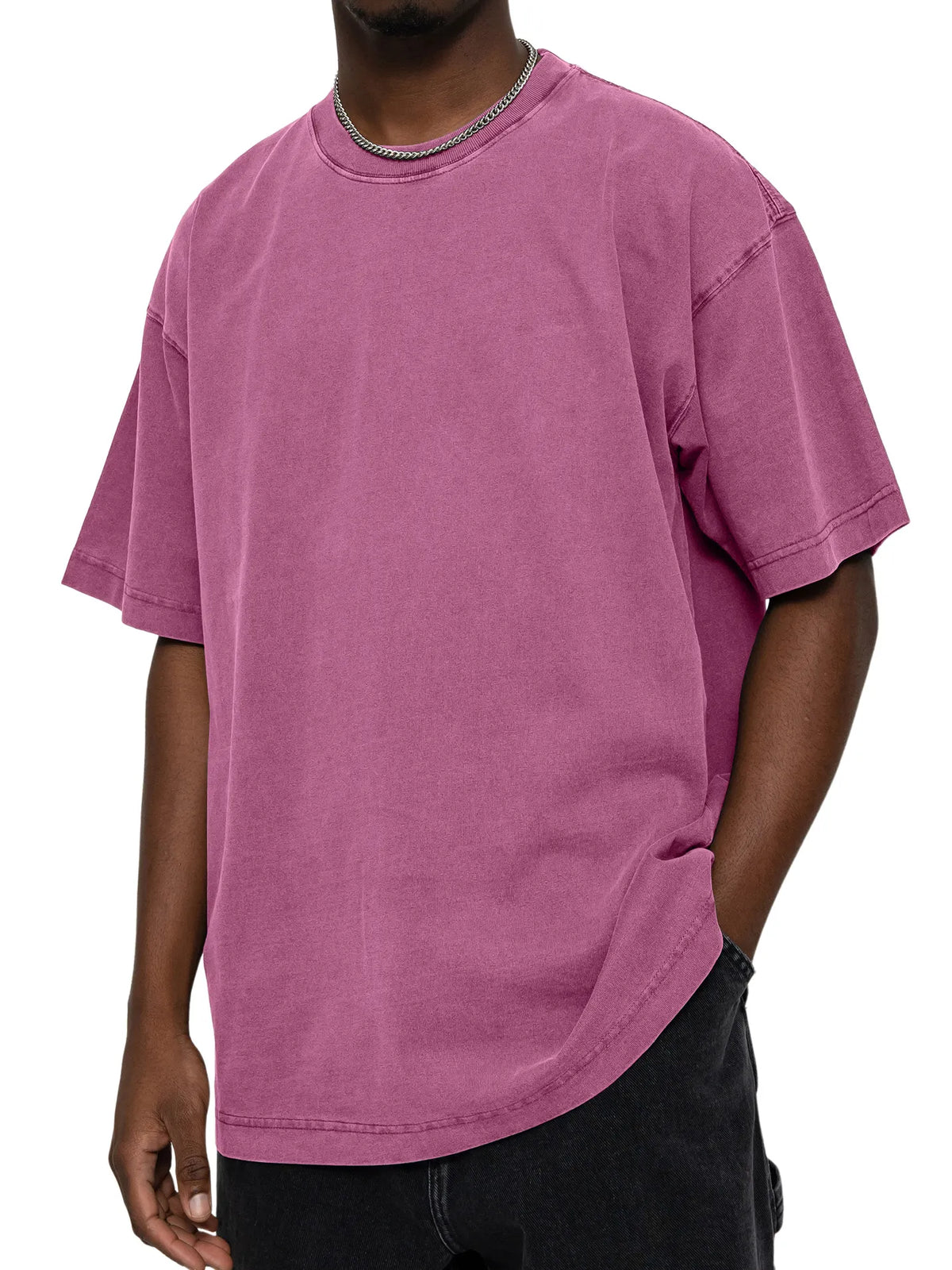 Men's 100% Cotton Vintage Washed Water Distressed Casual Round Neck T-shirt