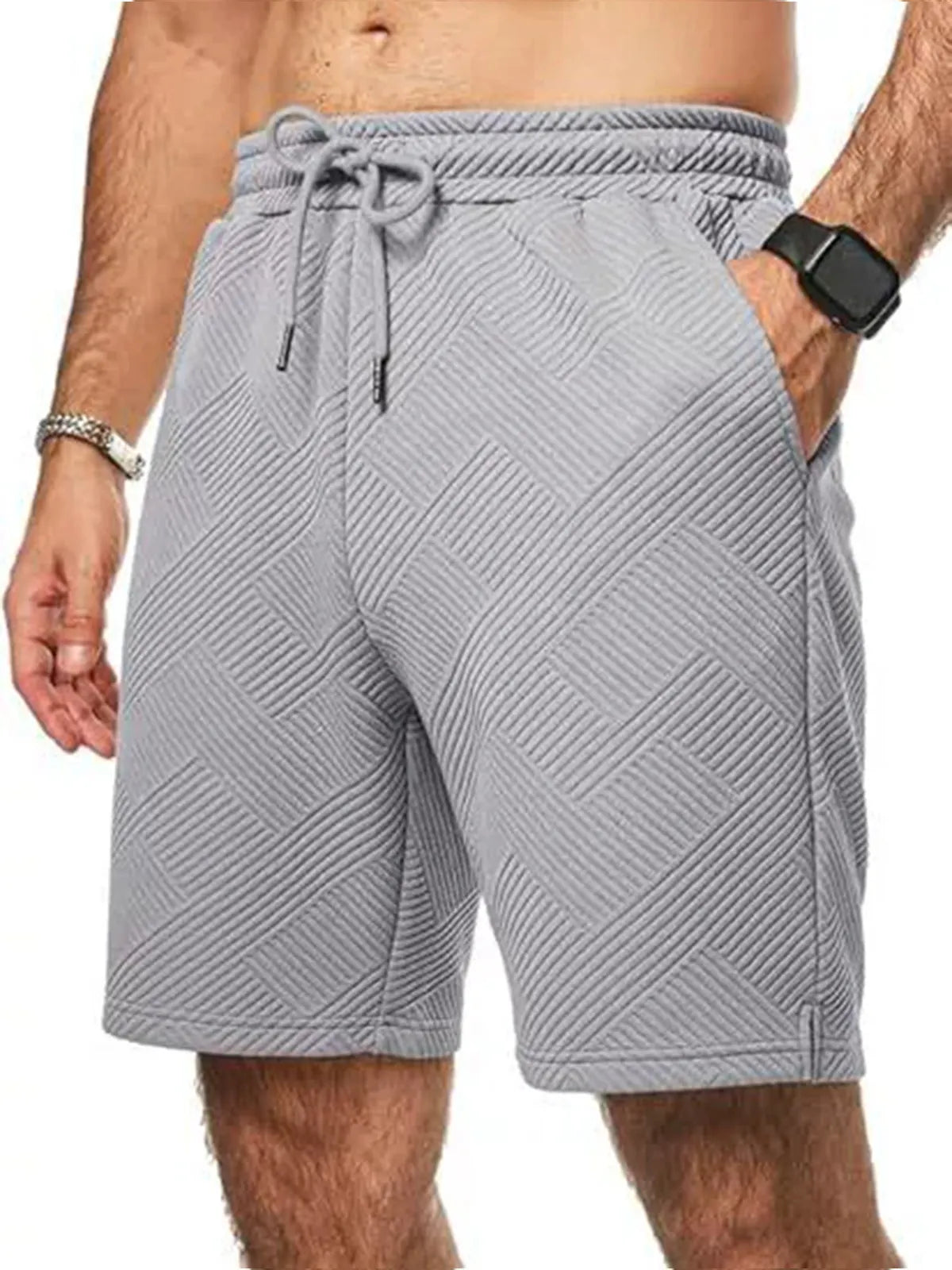 Men's Casual Solid Color Textured Beach Shorts