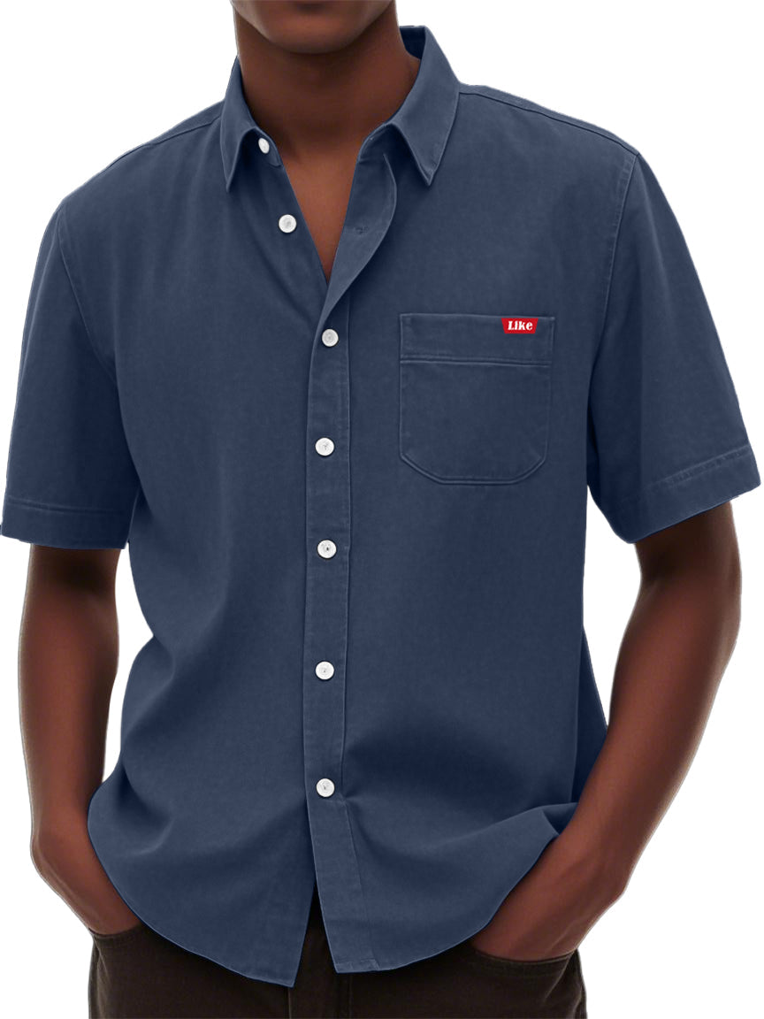Men's Washed And Distressed Retro Fashion Casual Versatile Shirt