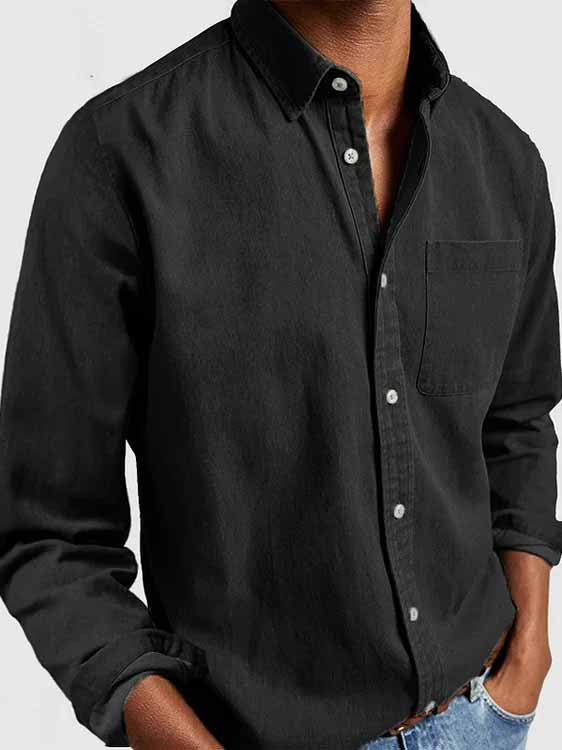Men's Basics Vintage 100% Cotton Pocket Long Sleeve Shirt