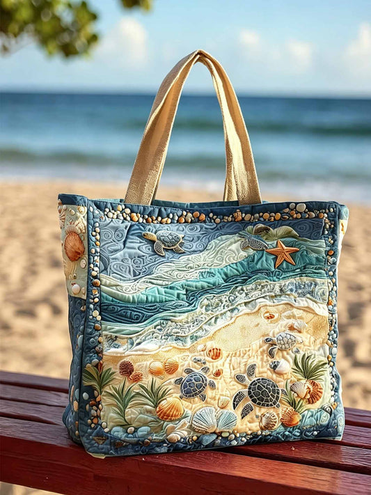 Sea Turtle Floater Quilted Tote Bag
