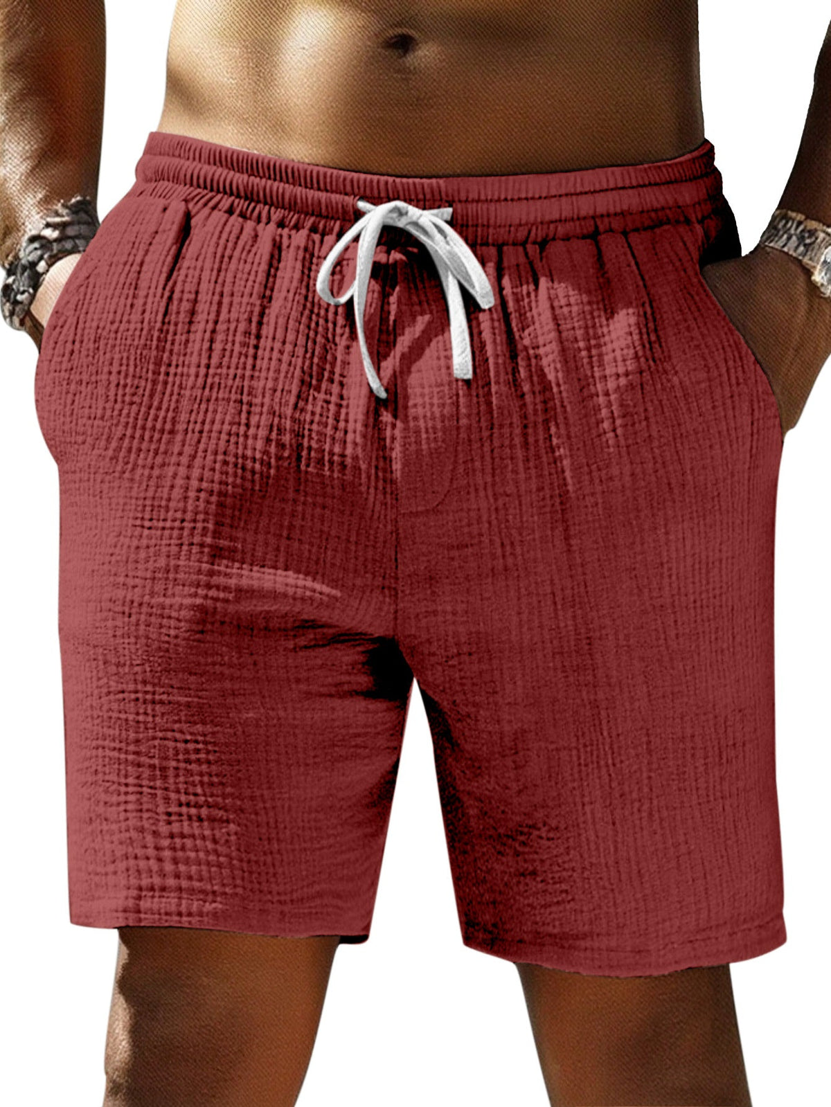 Men's Casual Simple Textured Loose Shorts