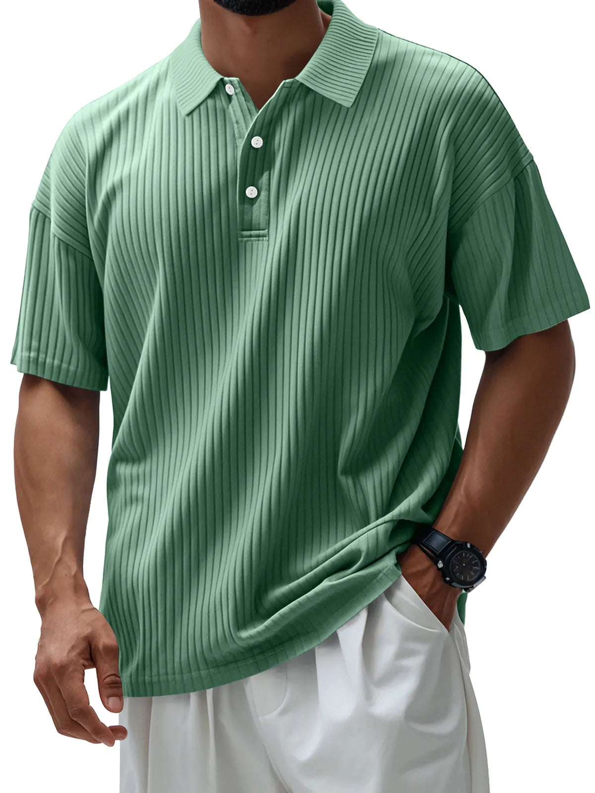 Men's Casual Pit Lapel Button Short Sleeve POLO Shirt