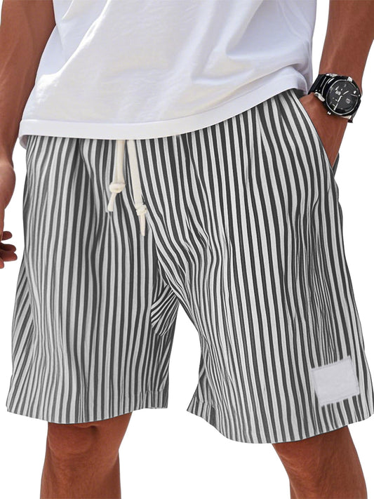 Mens Summer Stripe Logo Pocket Beach Casual Shorts