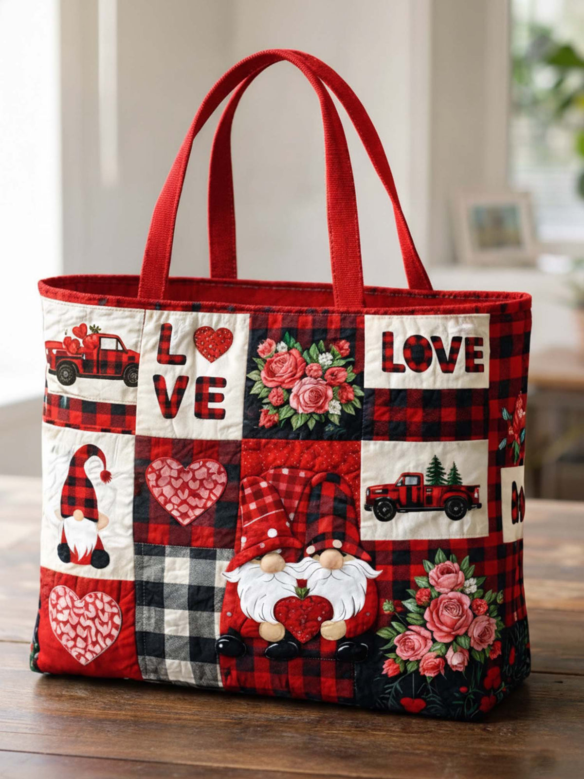 Valentine's Day Love Quilted Tote Bag