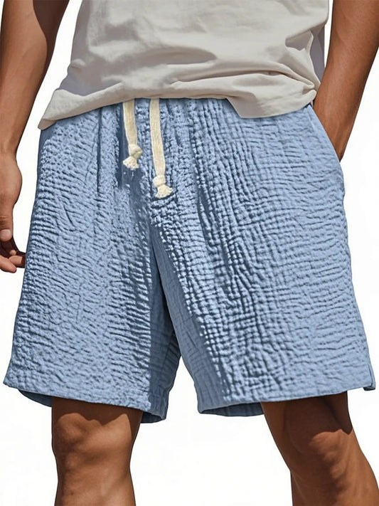 Men's Stylish Wrinkled Textured  Lace-up Casual Shorts
