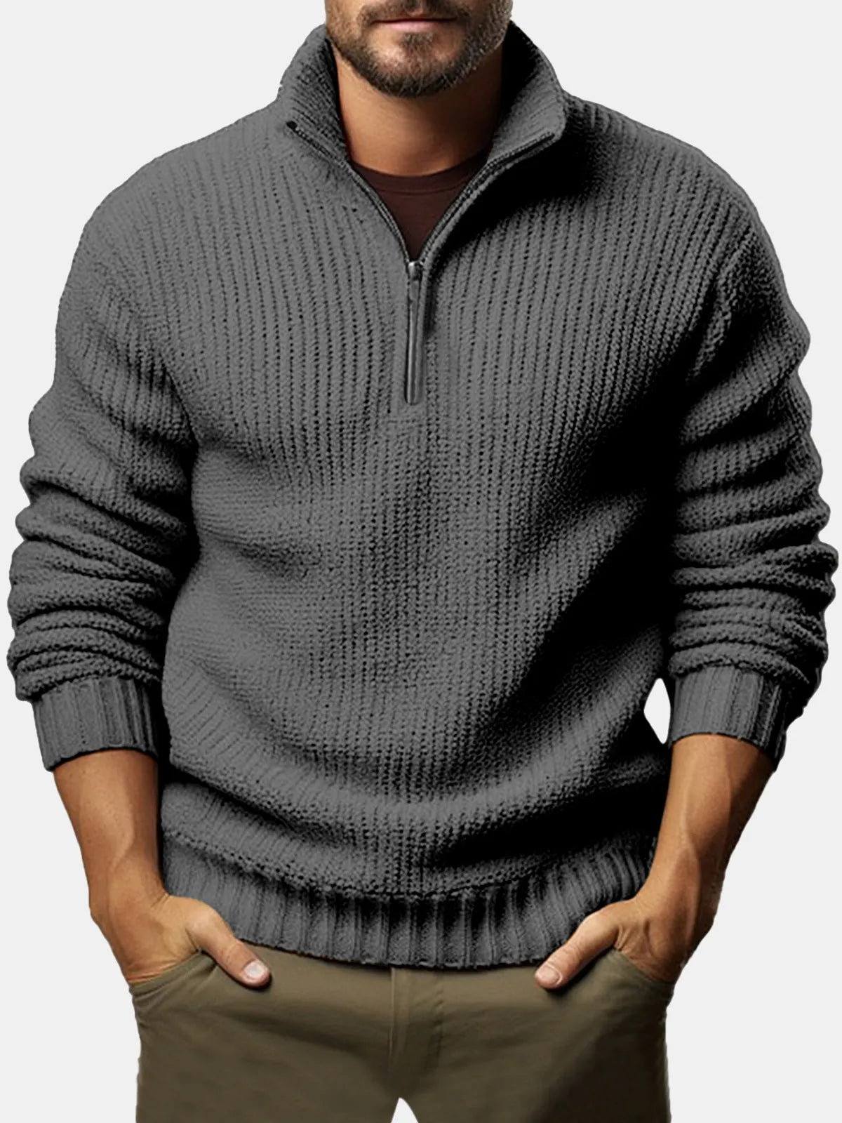 Men's Casual Loose Zipper Long-sleeved Sweater