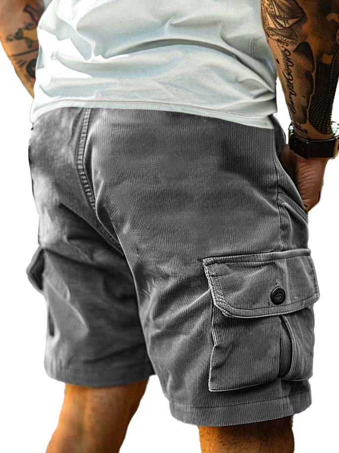 Men's Retro Workwear Stripe Fabric Pocket Shorts