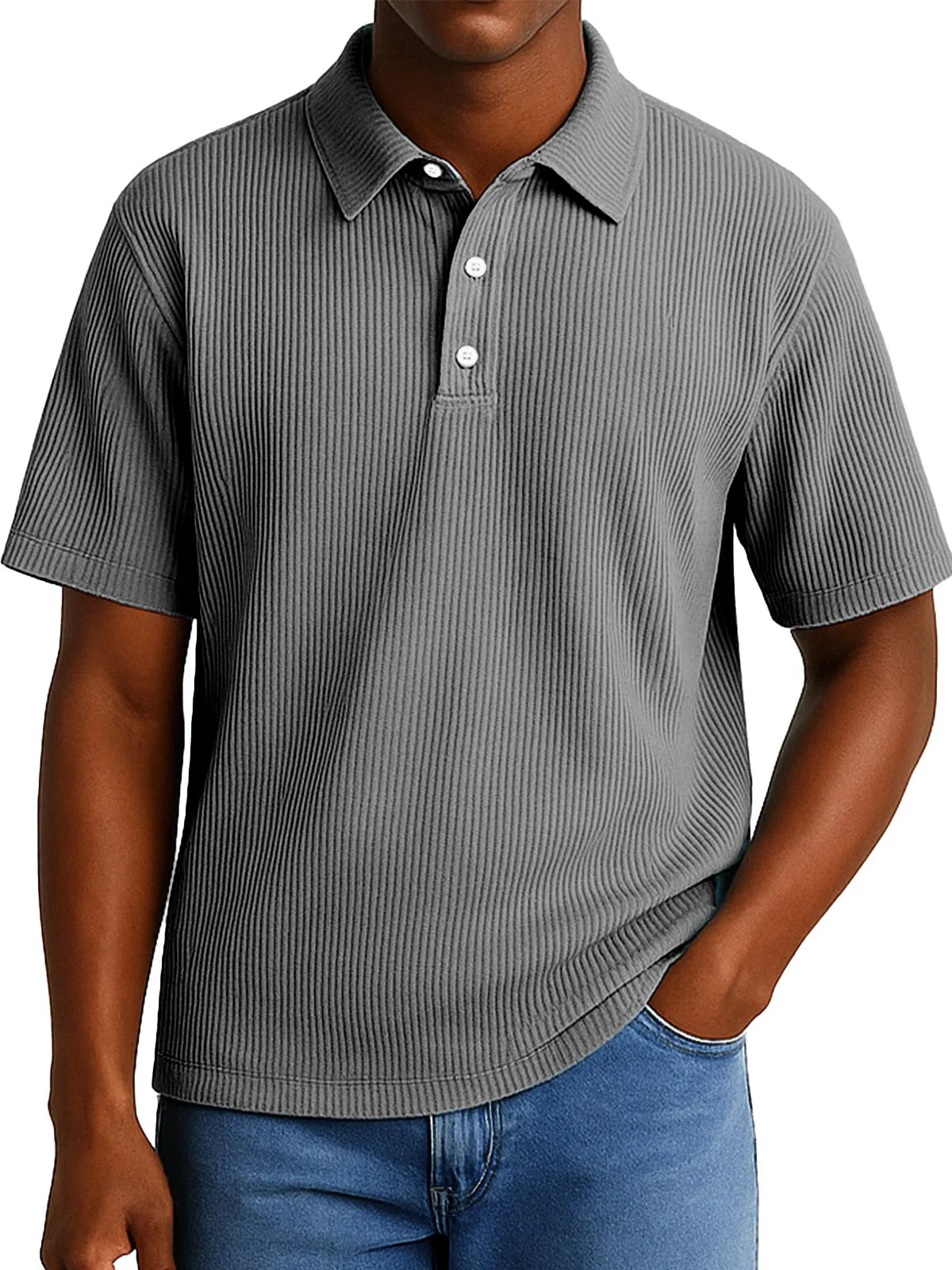 Men's Daily Casual Pitted Short-sleeved Lapel Polo Shirt