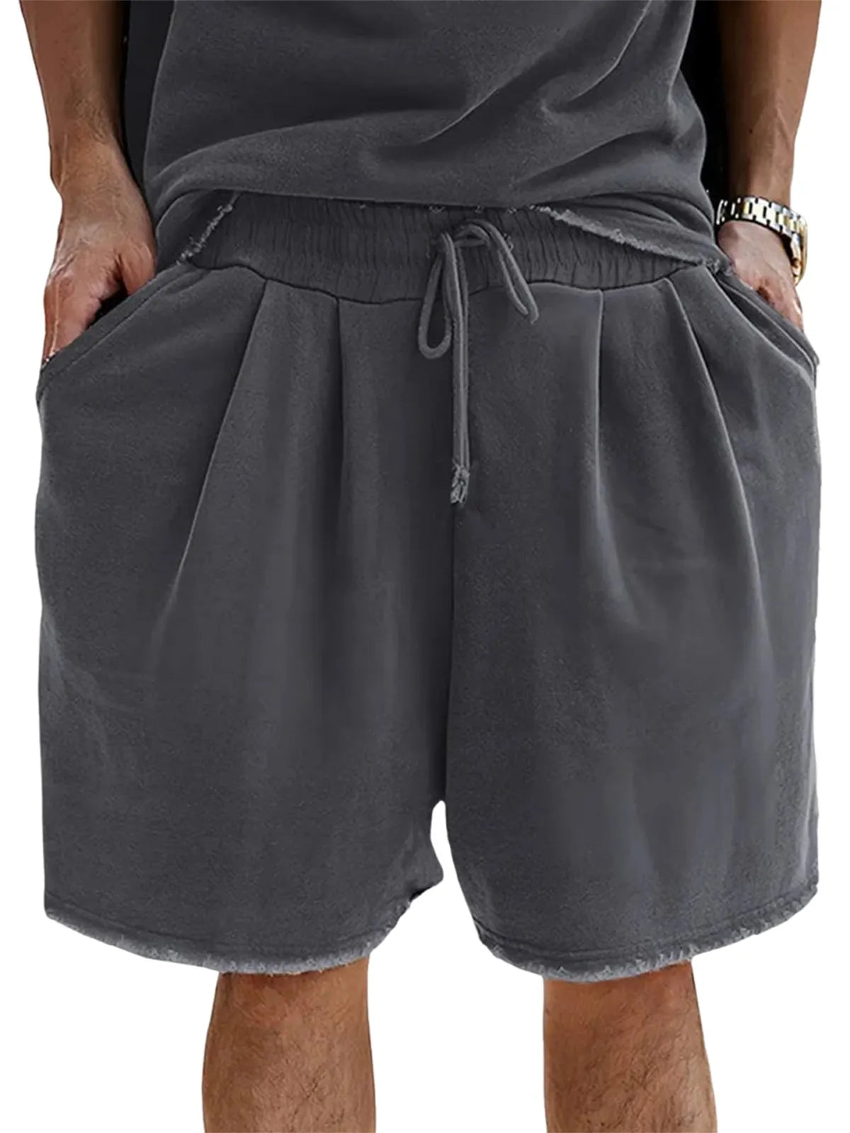Men's Loose Cotton Vintage Pleated Lace-Up Sports Casual Daily Shorts