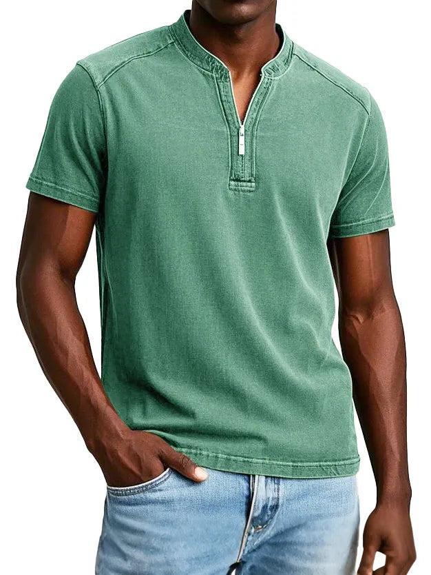 Men's Fashion Vintage Distressed Short Sleeve Henley Shirt