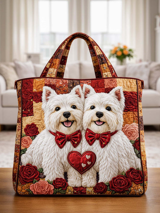 Valentine's Day West Highland Quilted Tote Bag