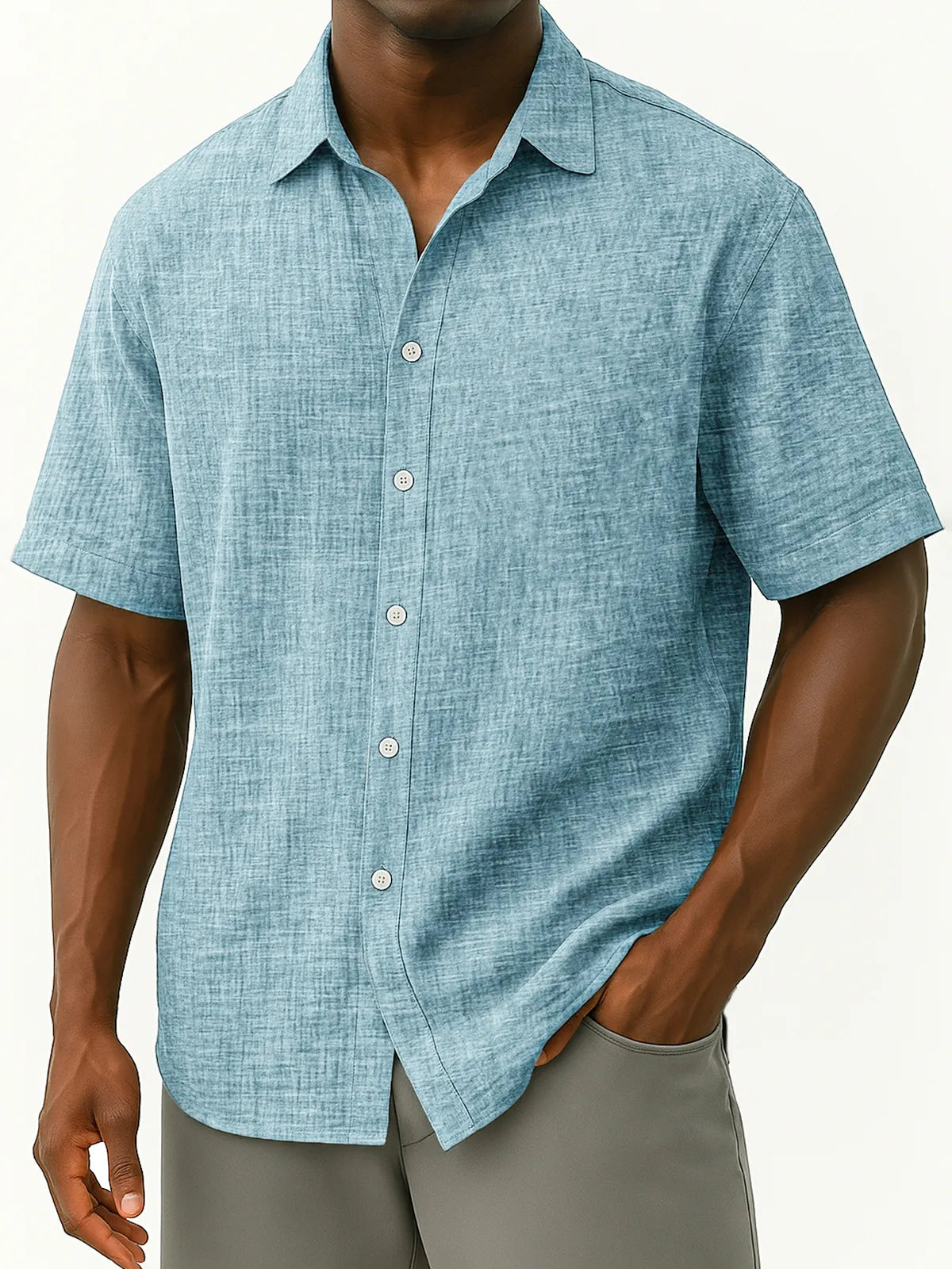 Men's Linen Breathable Loose Casual Daily Loose Button-down Short-sleeved Shirt