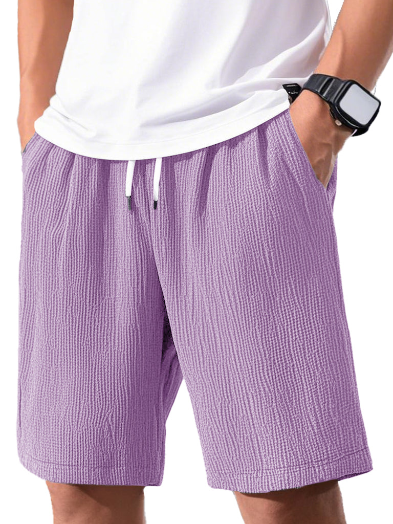 Men's Fashion Casual Short-sleeved Pleated Fabric Shorts