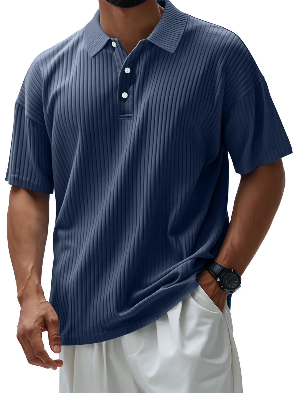 Men's Casual Pit Lapel Button Short Sleeve POLO Shirt