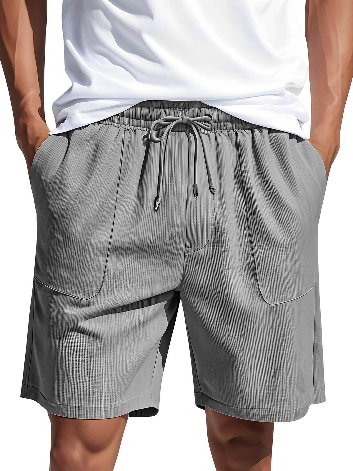 Men's Fashion Casual Corduroy Pocket Lace-up Shorts