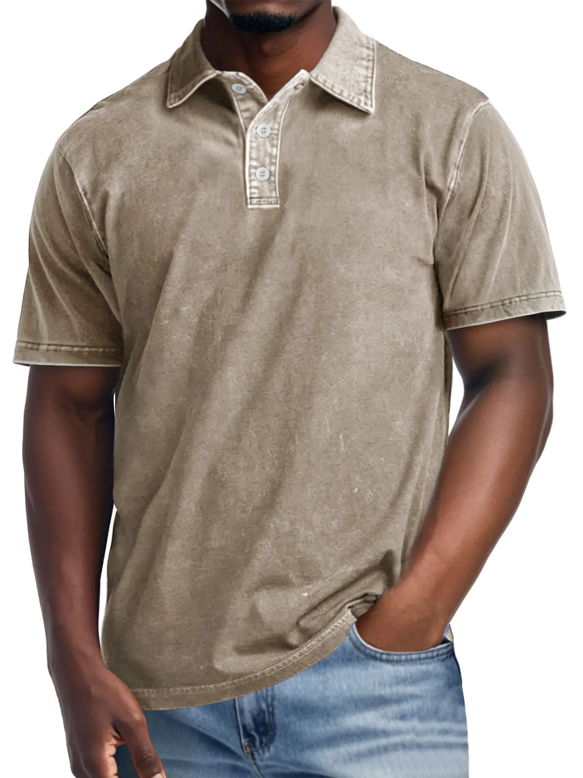 Men's Retro Lapel Button Casual Short Sleeve POLO Shirt