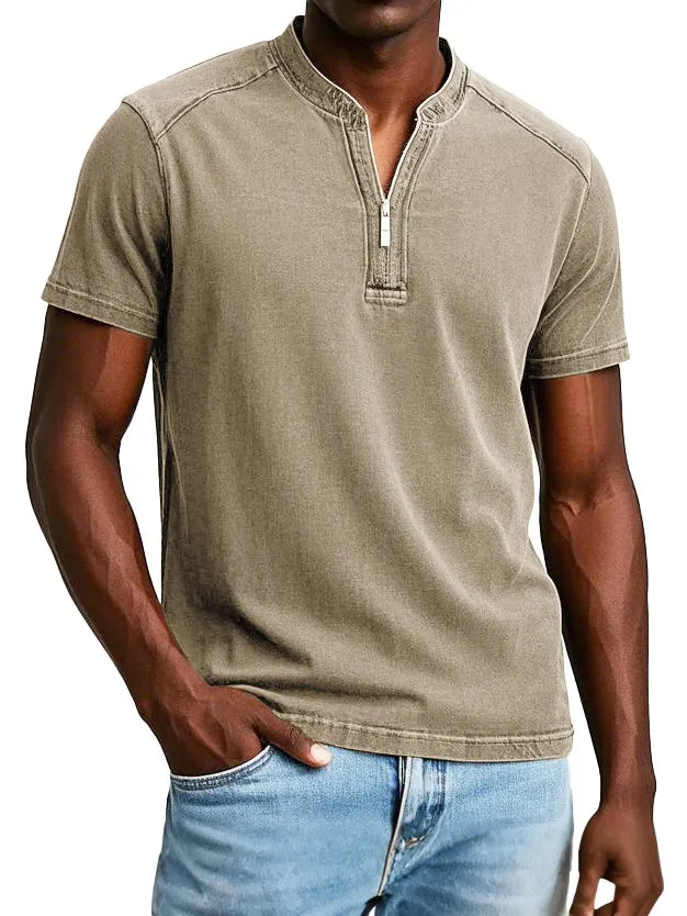 Men's Fashion Vintage Distressed Short Sleeve Henley Shirt