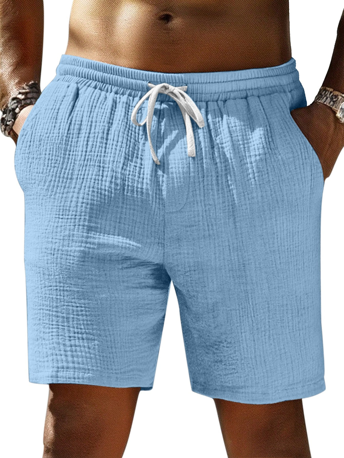 Men's Casual Simple Textured Loose Shorts
