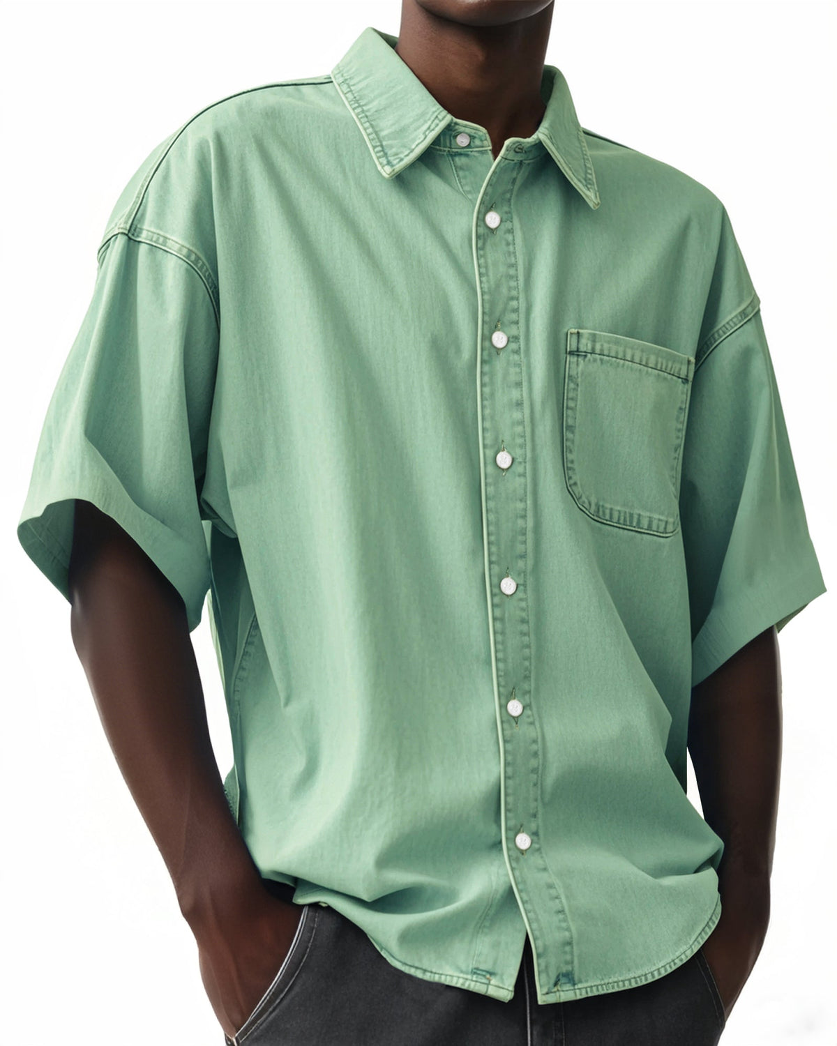 Men's Comfortable Vintage Lapel Short Sleeve Shirt With Chest Pocket