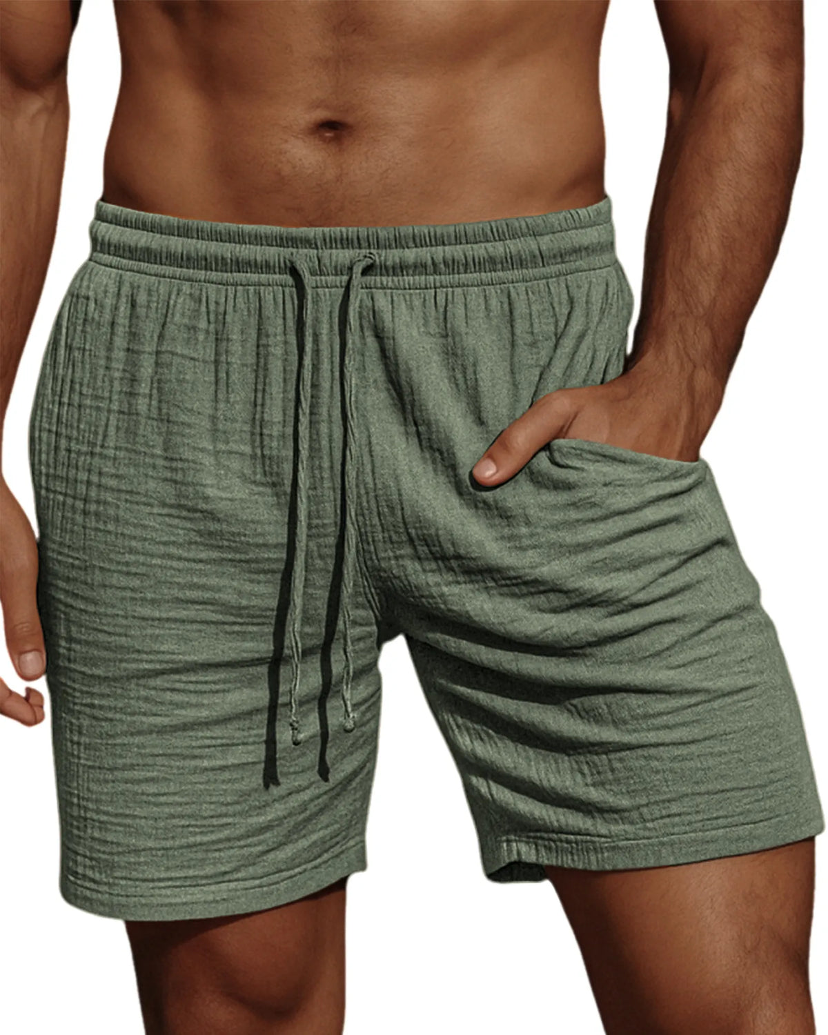 Men's Comfortable Crepe Texture Resort Casual Lace-Up Shorts