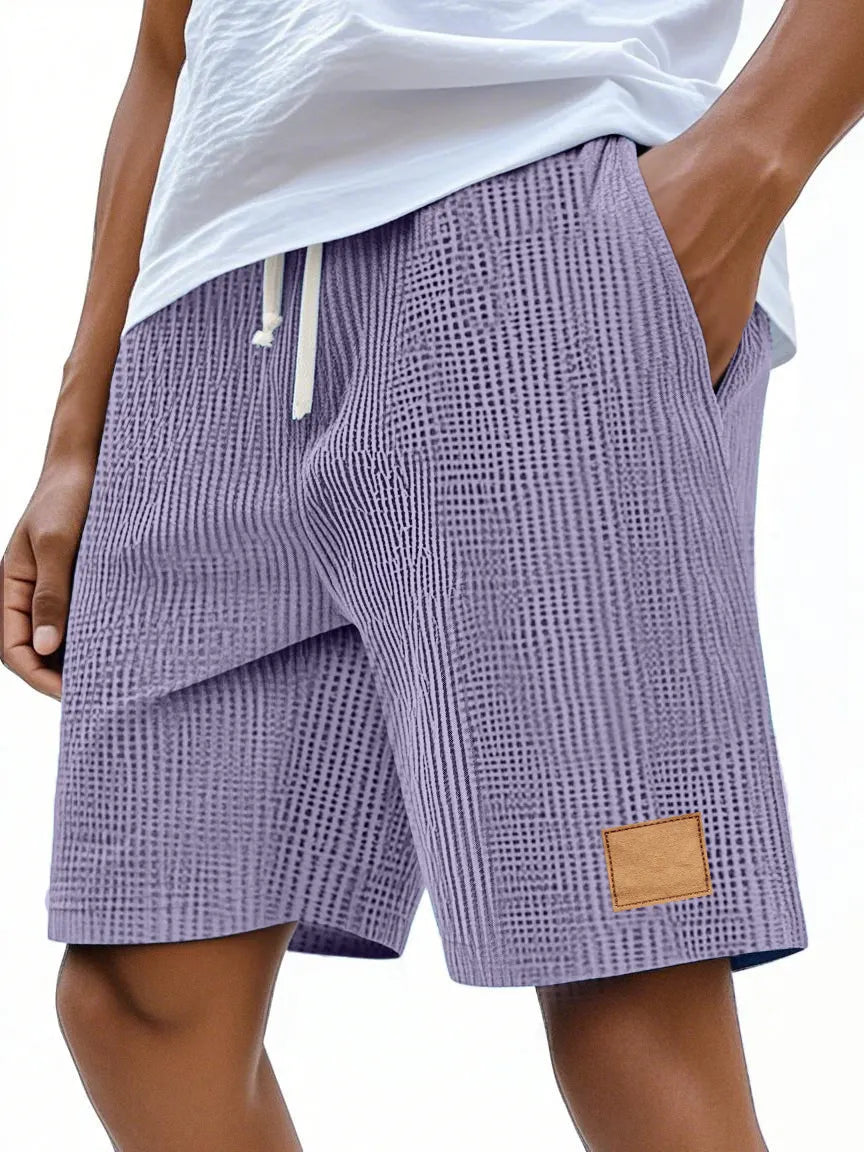 Men's Casual Retro Waffle Logo Comfort Shorts