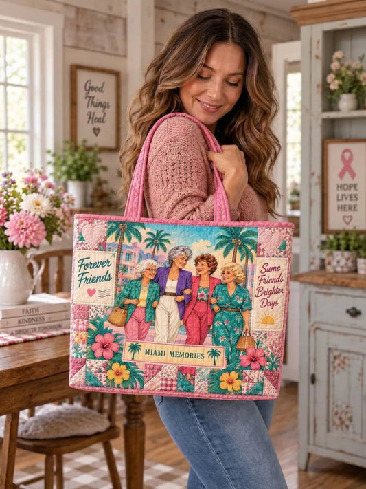 Elegant Women Miami Tropical Patchwork Quilted Tote Bag