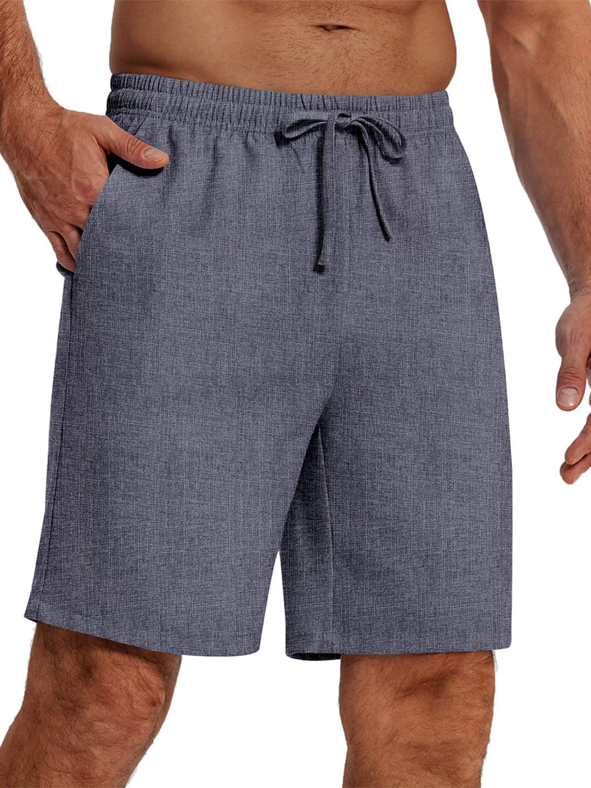 Men's Casual Solid Color Cotton And Linen Shorts