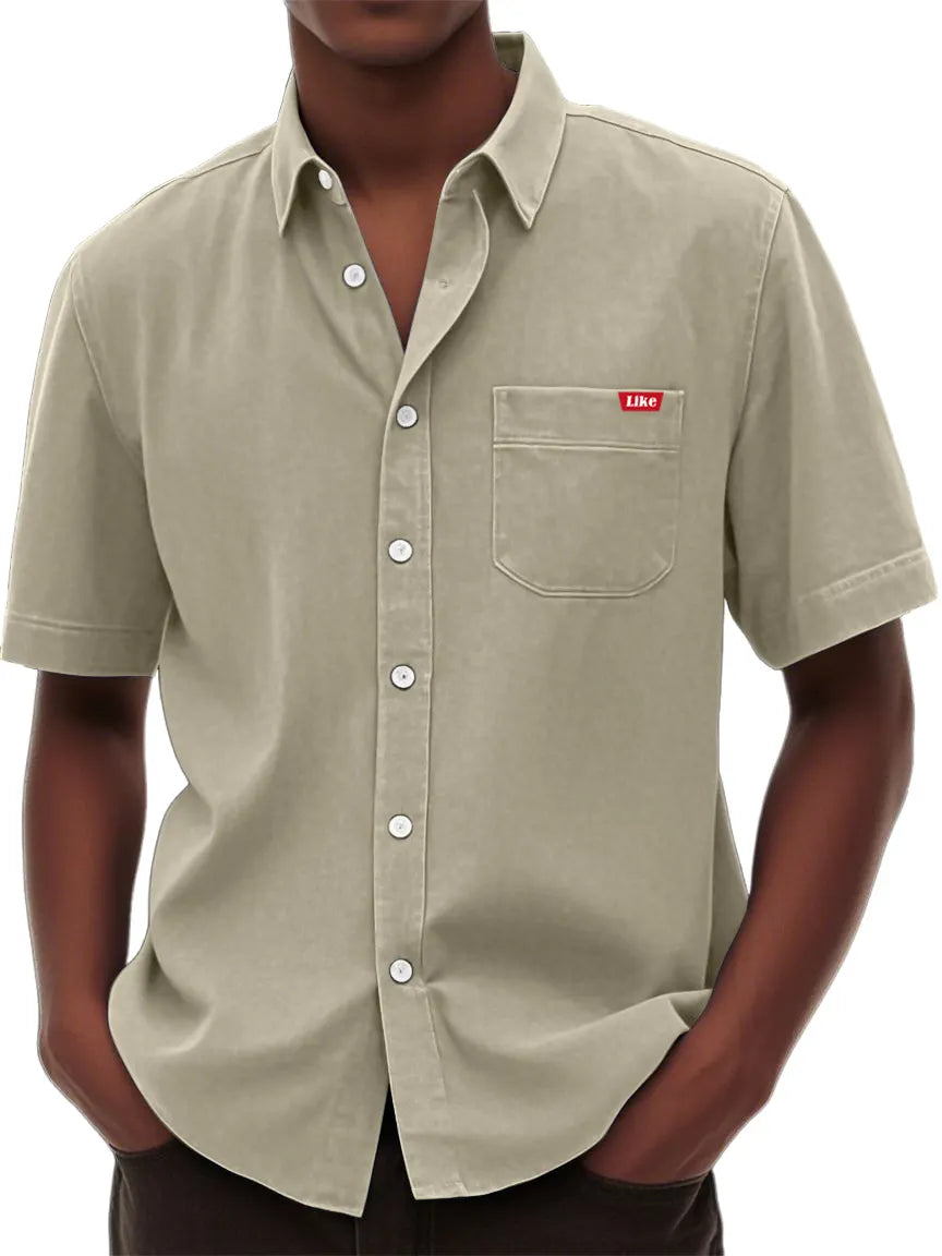 Men's Washed And Distressed Retro Fashion Casual Versatile Shirt