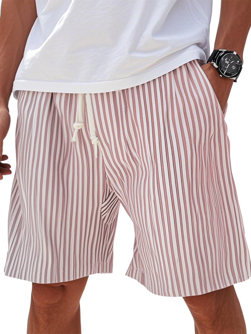 Mens Summer Stripe Pocket Beach Casual Shorts