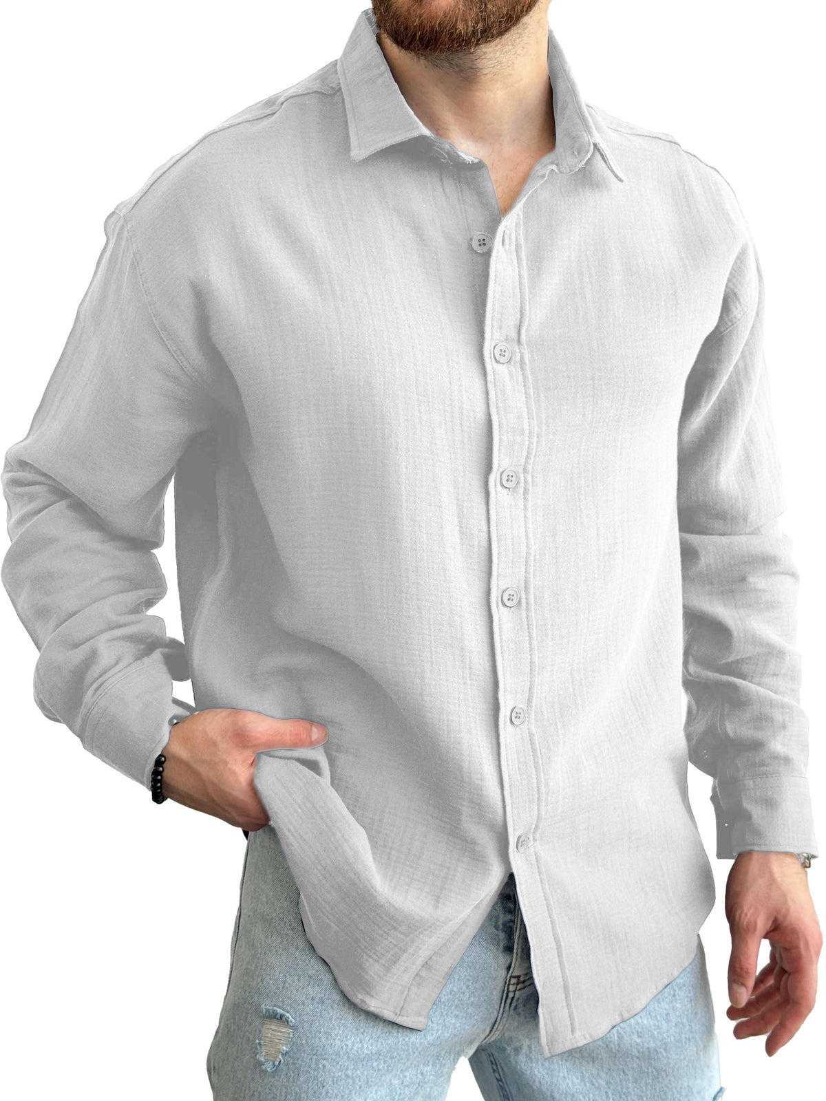 Men's Fashion Casual Lapel Long Sleeve Shirt