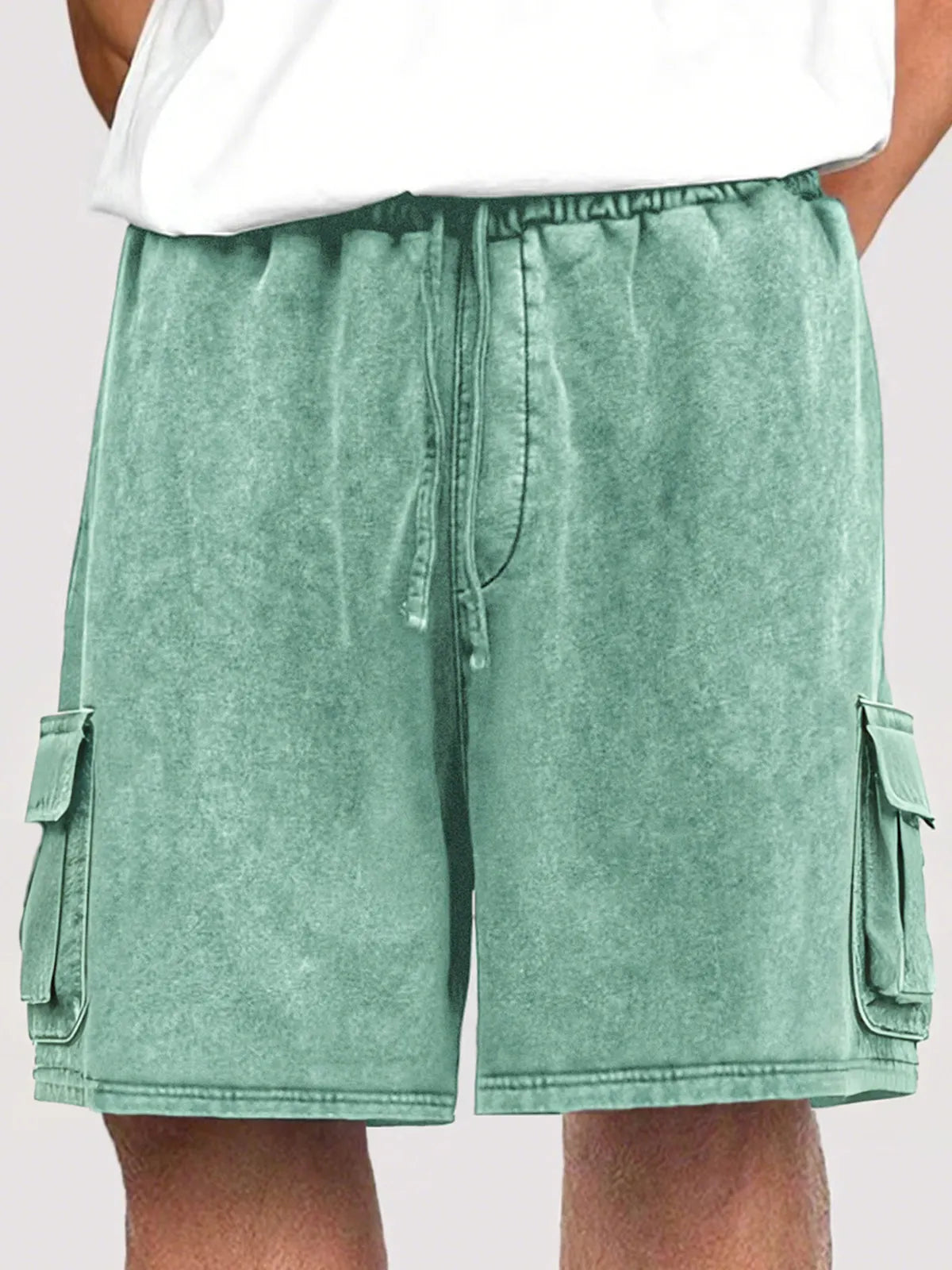 Men's Dyed Stylish Cargo Shorts With Lace-up And Multiple Pockets Stretch Shorts