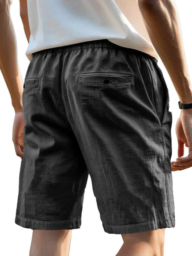 Men's Fashion Casual Retro Hemp Fabric Pocket Shorts