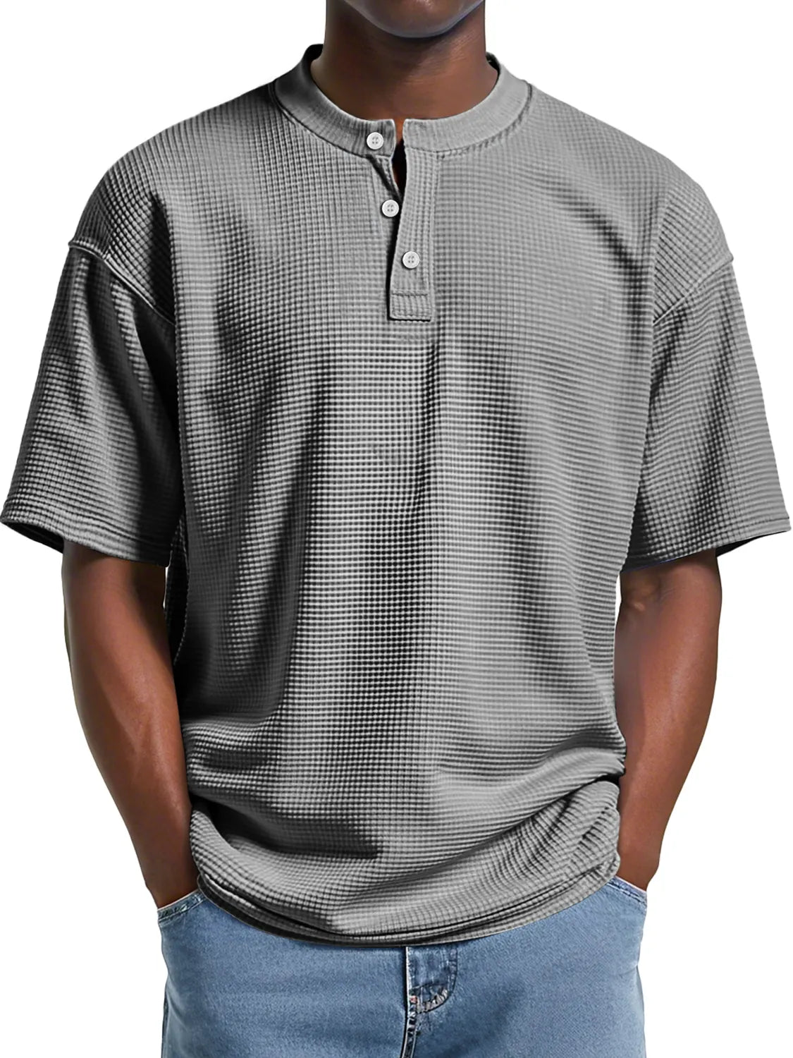 Men's Everyday Waffle Casual Comfort Short Sleeve Henley