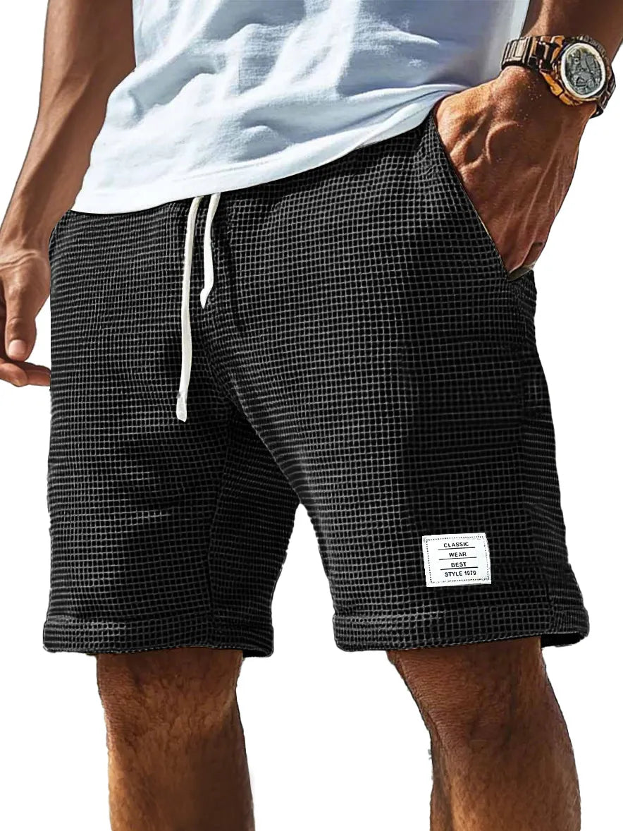 Men's Everyday Waffle Logo Drawstring Comfort Shorts