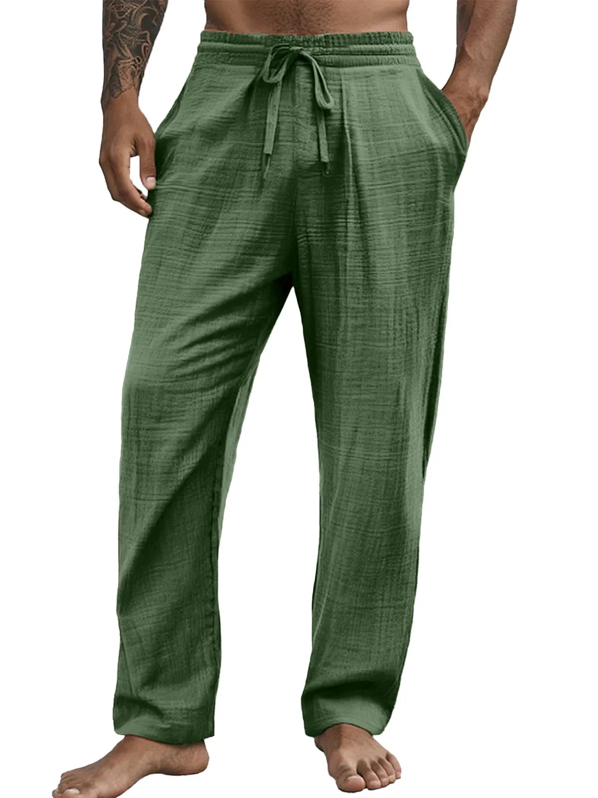 Men's Casual Hawaiian Comfortable Loose Solid Color Trousers
