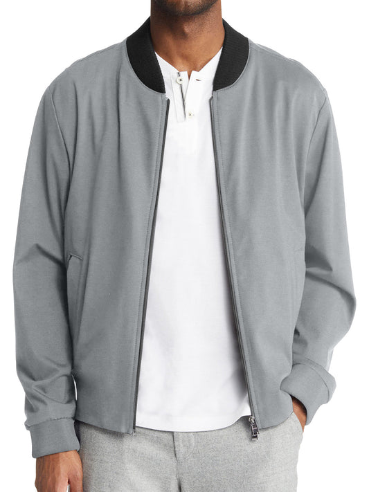 Men's Casual Stand Collar Zipper Pocket Solid Color Baseball Uniform Jacket