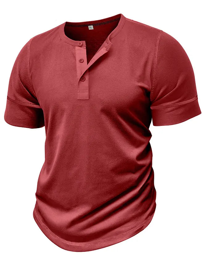 Men's Henry Elastic Cotton Daily Casual T-shirt