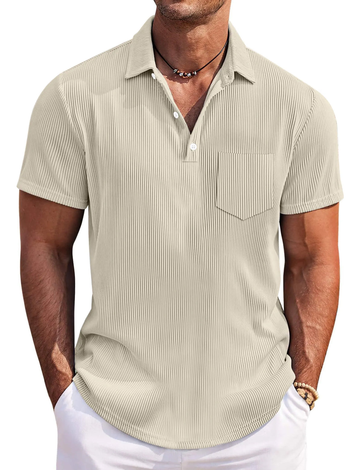 Men's Casual Simple Solid Color Pit Short Sleeve Lapel Polo Shirt
