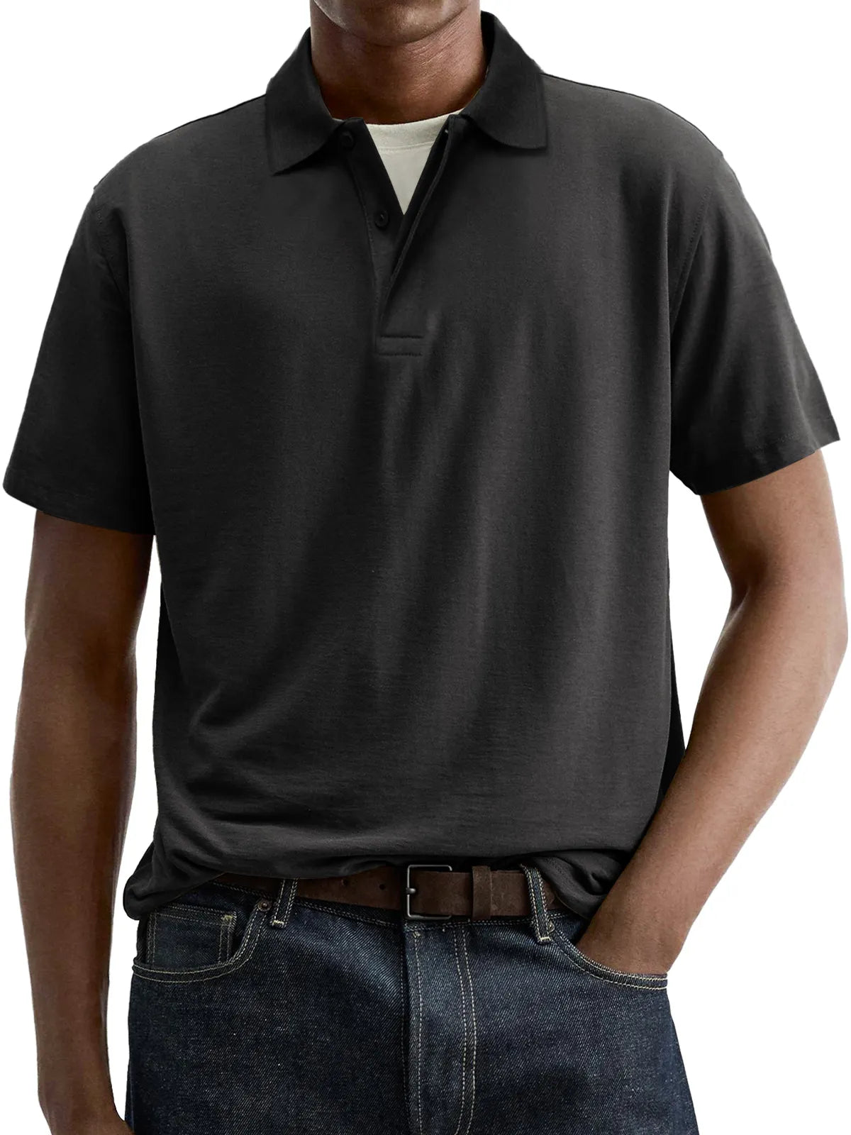 Men's Everyday Comfort Lapel Button-Down Short Sleeve POLO Shirt