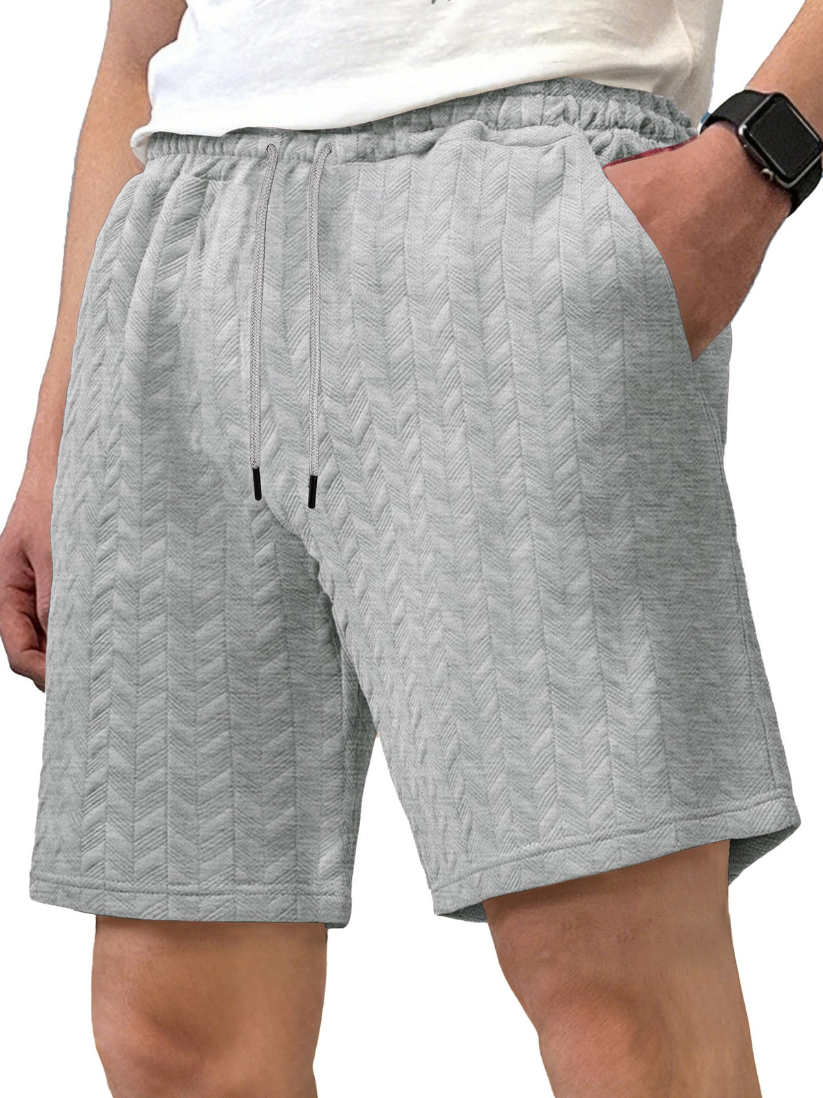 Men's Simple Solid Color Jacquard Texture Shorts