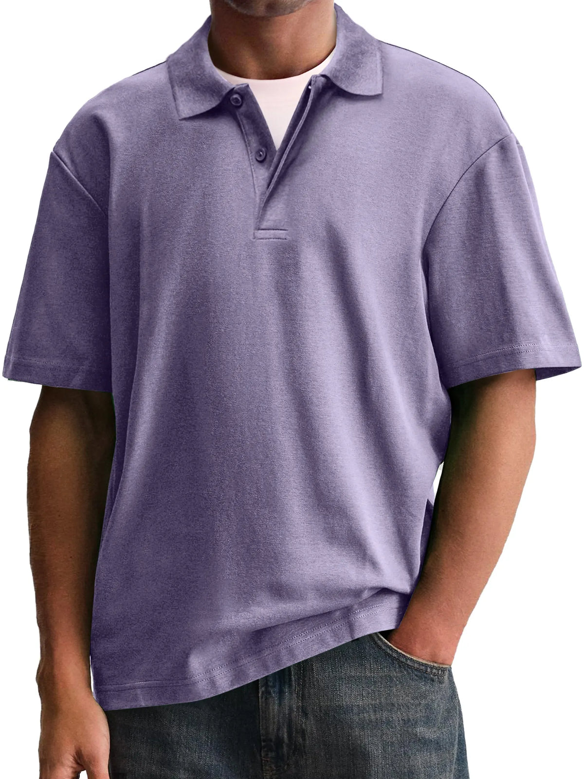 Men's Stylish And Comfortable Lapel Double-layer Placket Casual Short-sleeved Polo Shirt