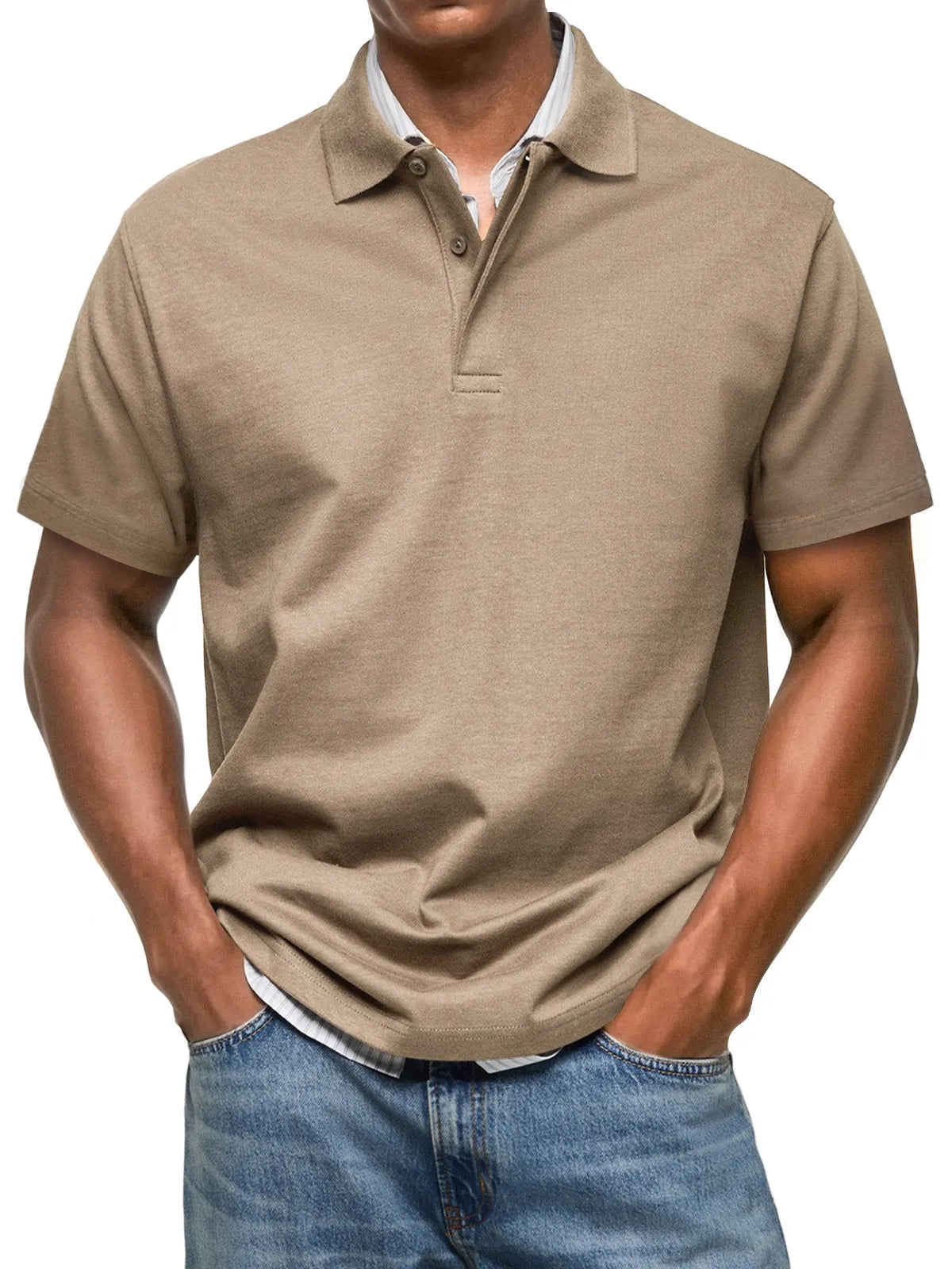 Men's Casual Everyday Lapel Button Up Comfortable Short Sleeve POLO Shirt