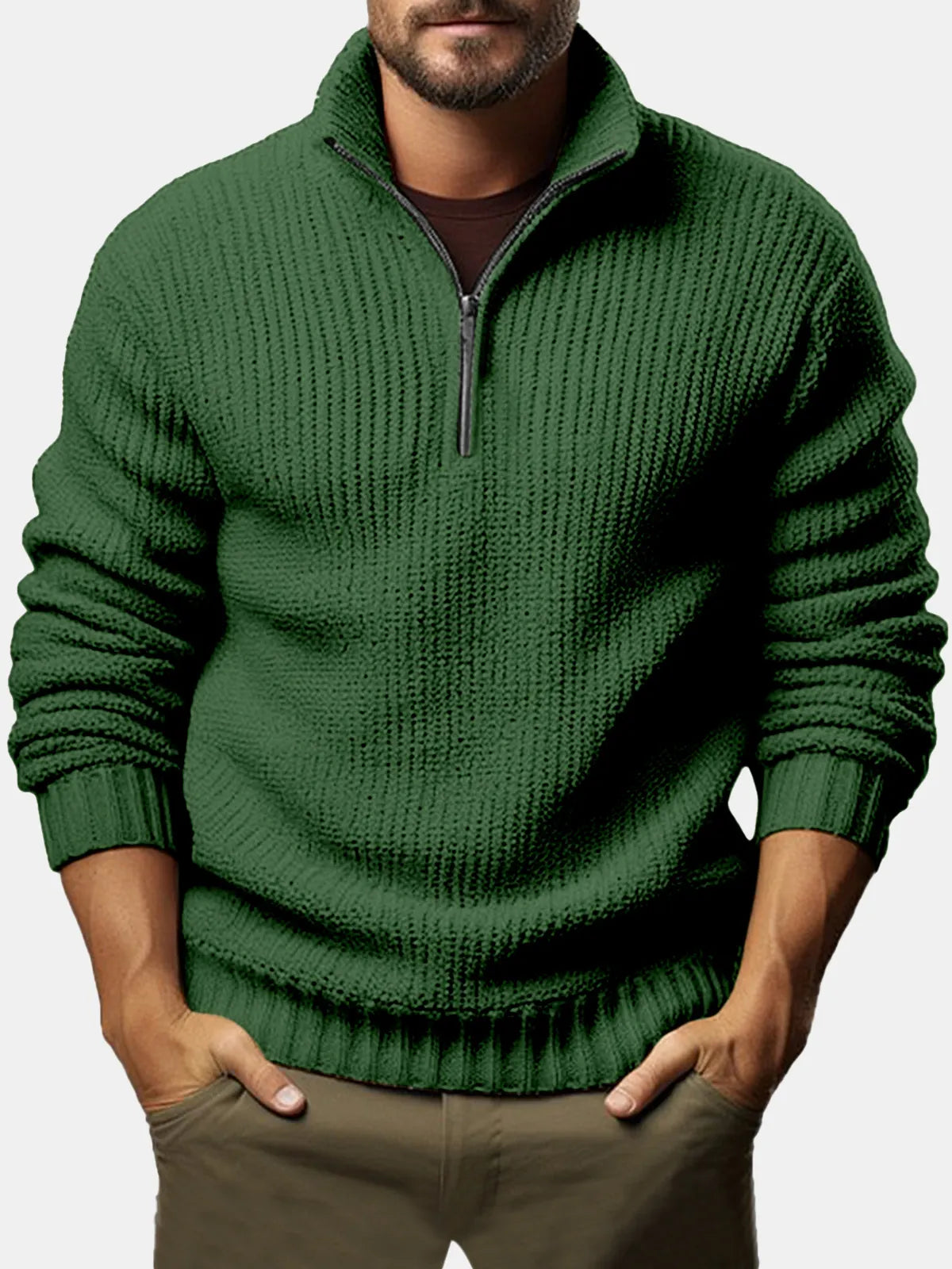 Men's Casual Loose Zipper Long-sleeved Sweater