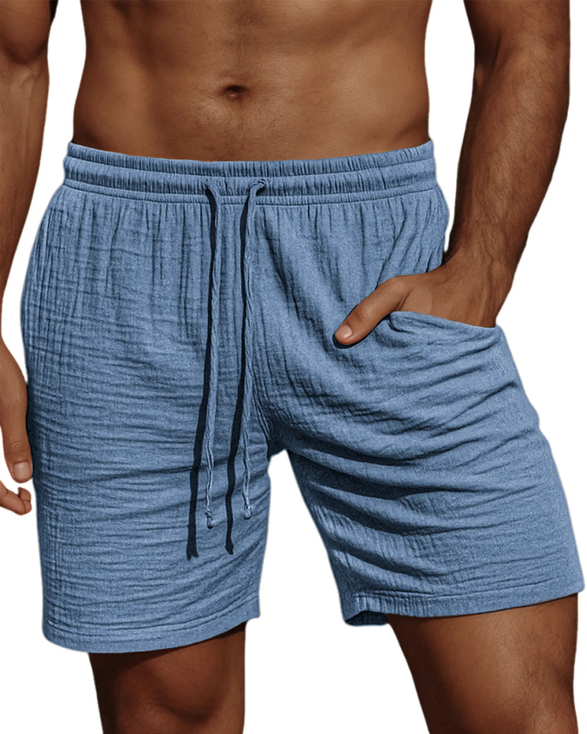 Men's Comfortable Crepe Texture Resort Casual Lace-Up Shorts