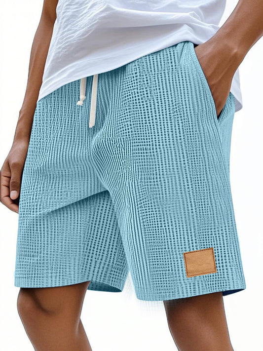 Men's Casual Retro Waffle Logo Comfort Shorts