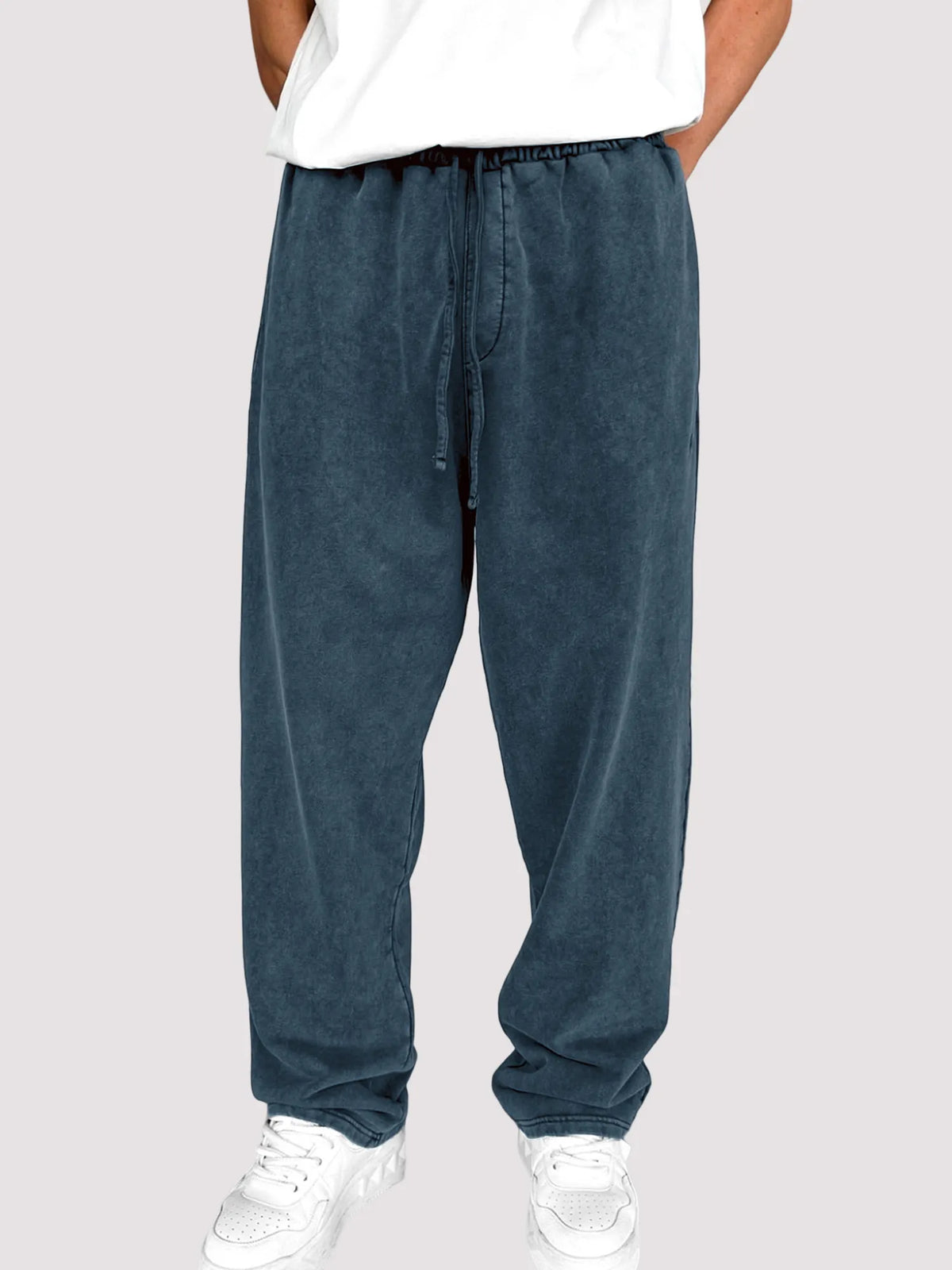 Men's Distressed Vintage Stylish Textured Washed Drawstring Trousers