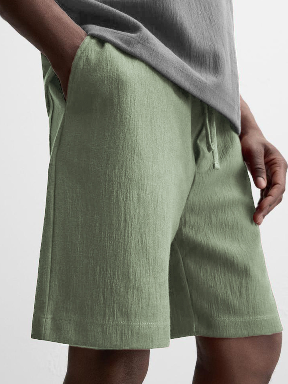 Men's Texture Crinkled Daily Casual Shorts Drawstring Elastic Waist Shorts