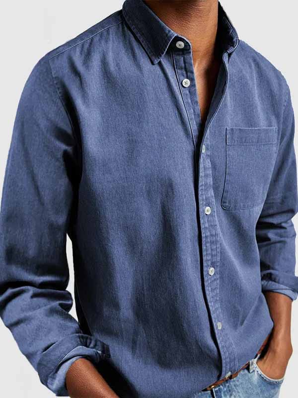 Men's Basics Vintage 100% Cotton Pocket Long Sleeve Shirt
